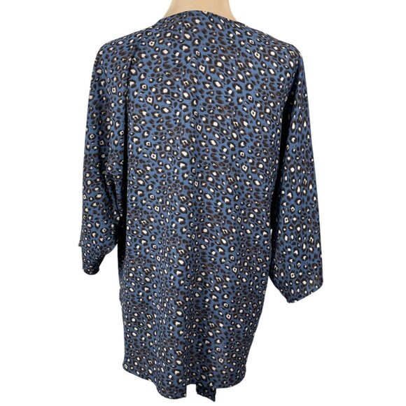 West Kei Kimono Cardigan Blue Animal Print Short Size XL Extra Large - Picture 3 of 7